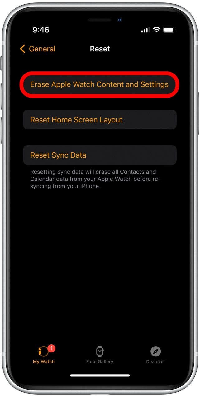 Tap Erase Apple Watch Content and Settings.