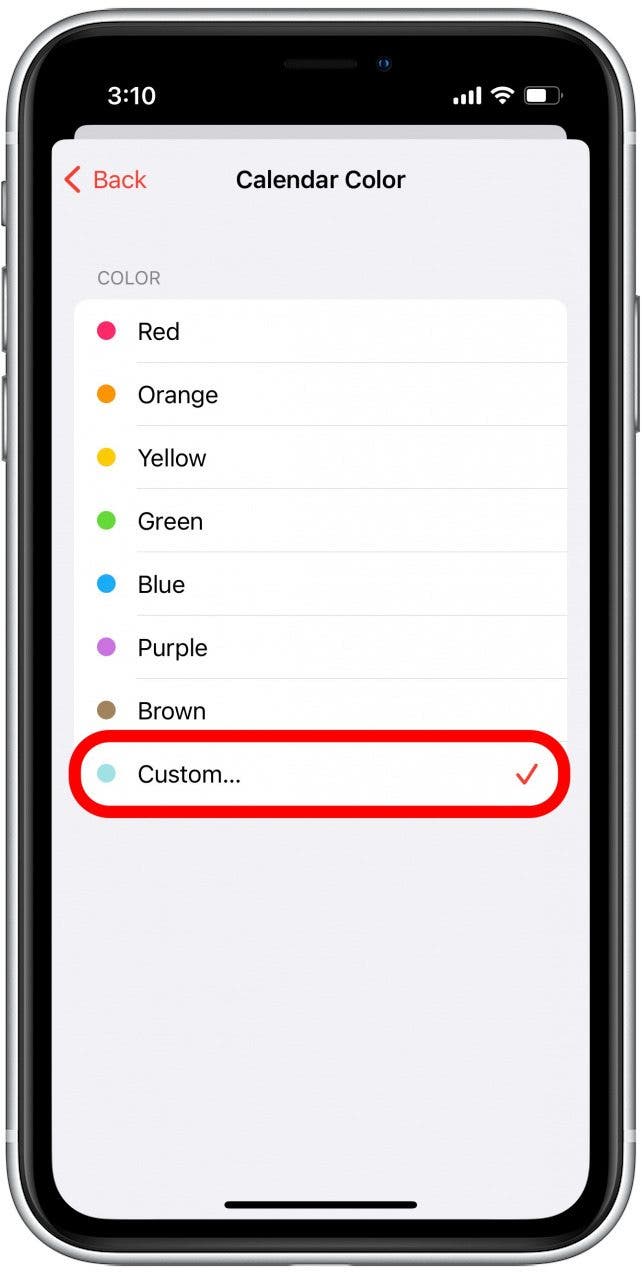 You can also select Custom to choose a custom color.