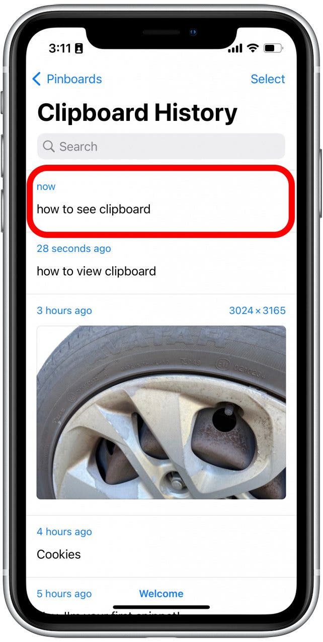 You can tap and hold any of your previous clipboards to copy them again.