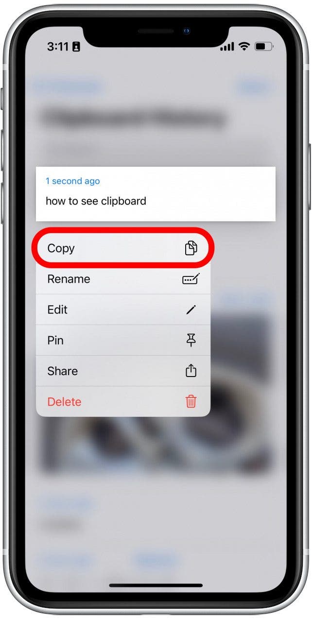 Tap Copy. You will need a subscription to Paste’s premium plan to use this functionality.