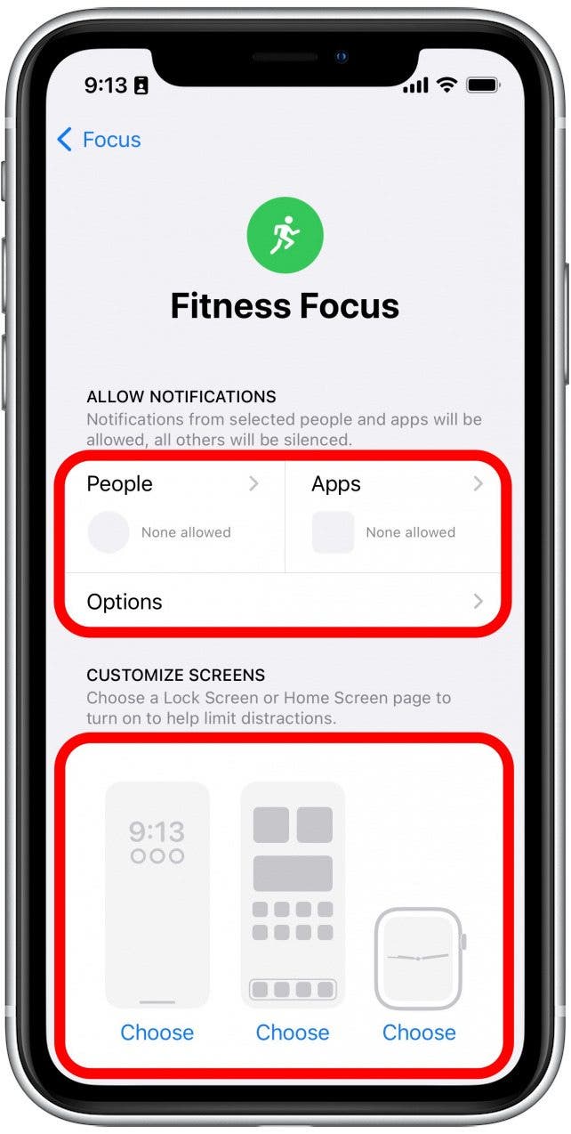 You can customize this focus to allow notifications from specific contacts and apps, as well as personalize the Lock Screen, Home Screen, and Watch Face that appear when this Focus is active.