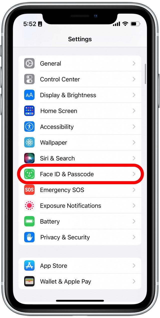 Tap Face ID & Passcode.