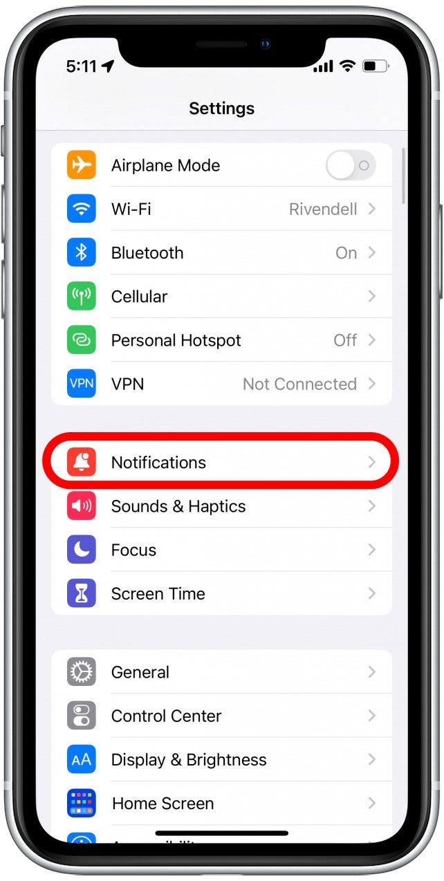 Tap Notifications.
