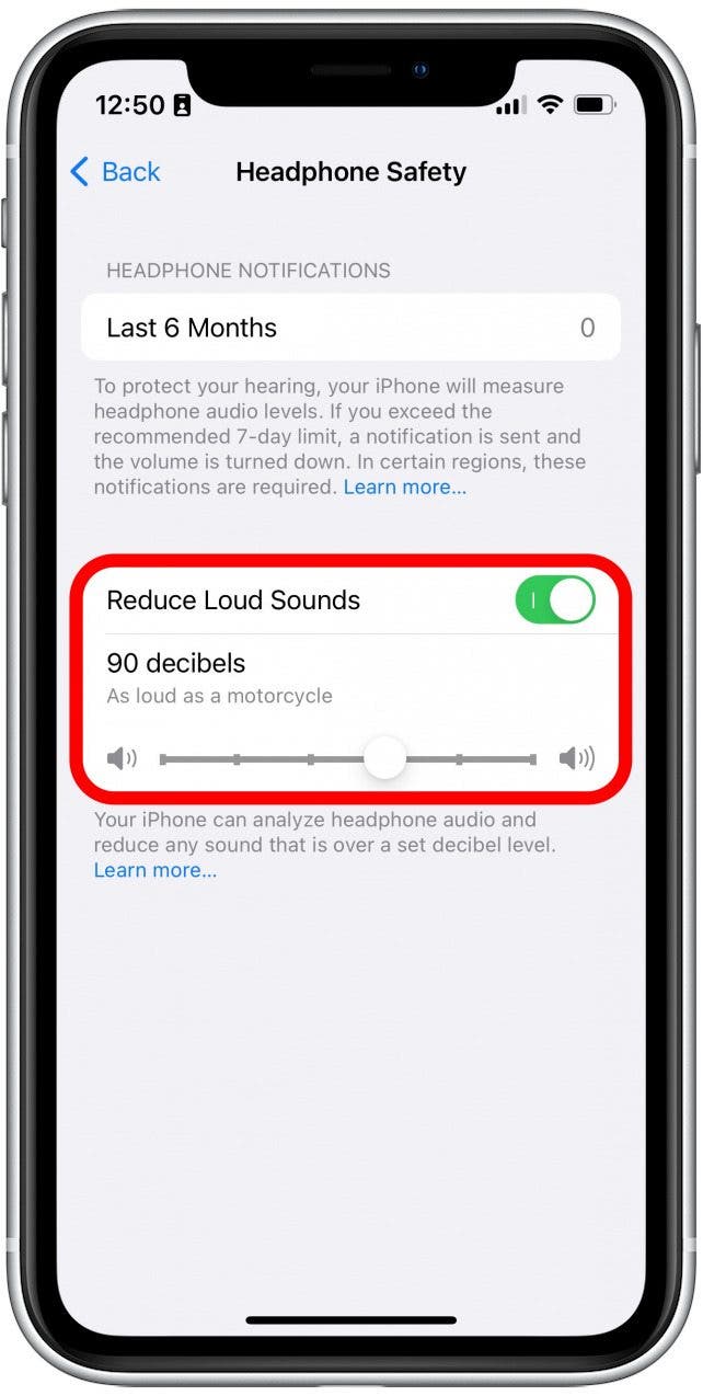 If the Reduce Loud Sounds toggle is green, that means this feature is turned on.