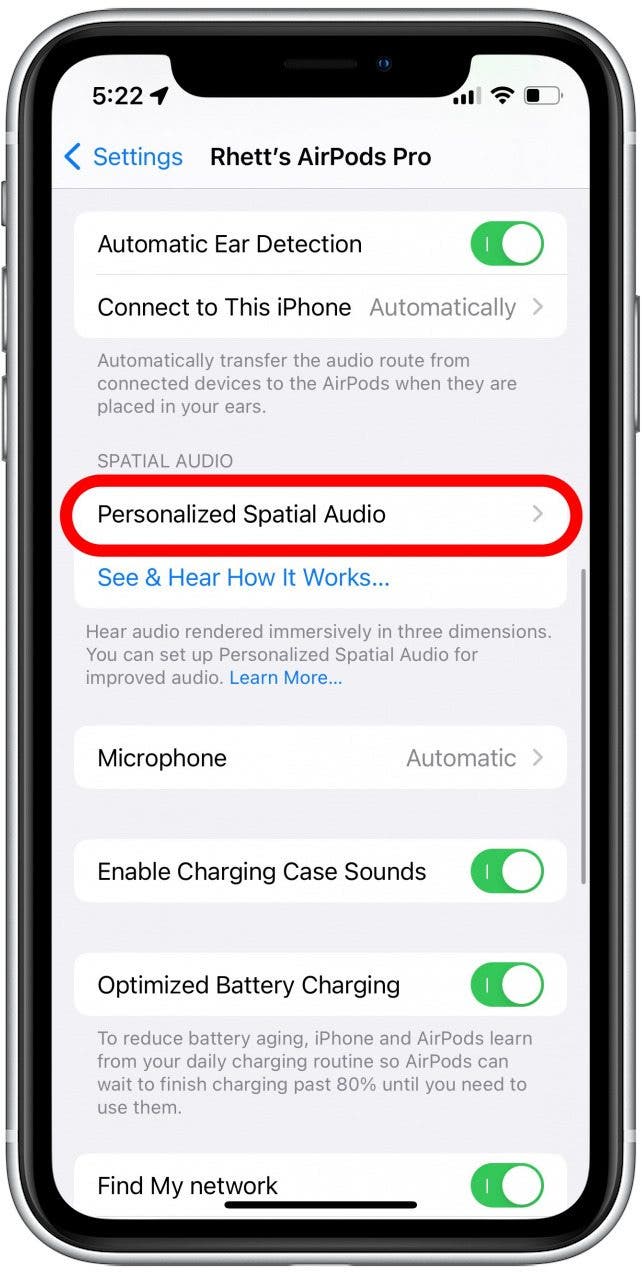 Under Spatial Audio tap Personalized Spatial Audio.