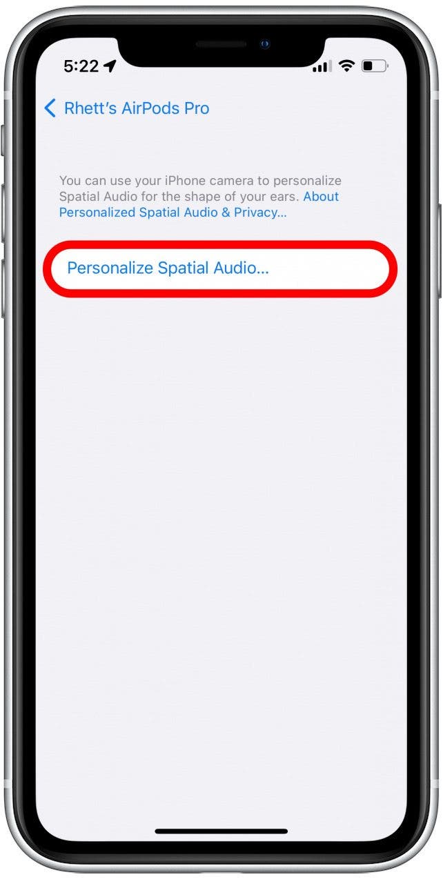 Tap Personalize Spatial Audio.