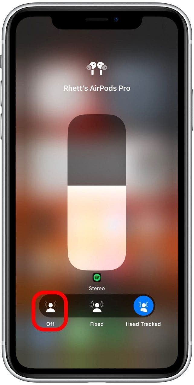 Tap Off to turn off all spatial audio.