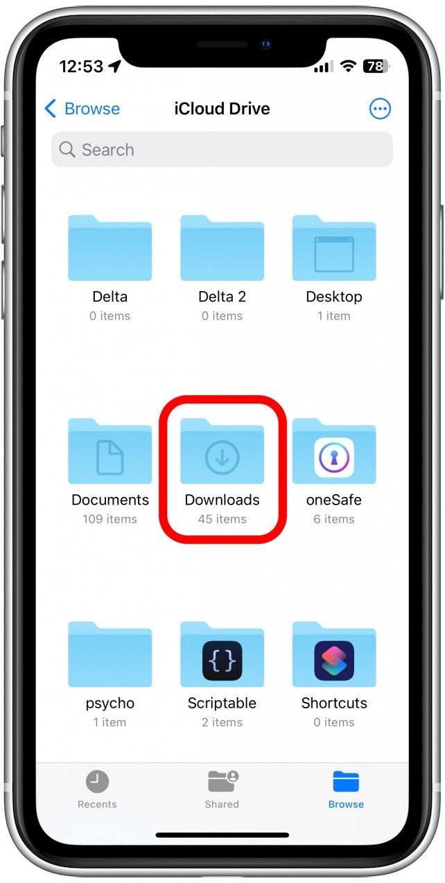 Tap Downloads to open the folder, where you’ll find your downloaded files.