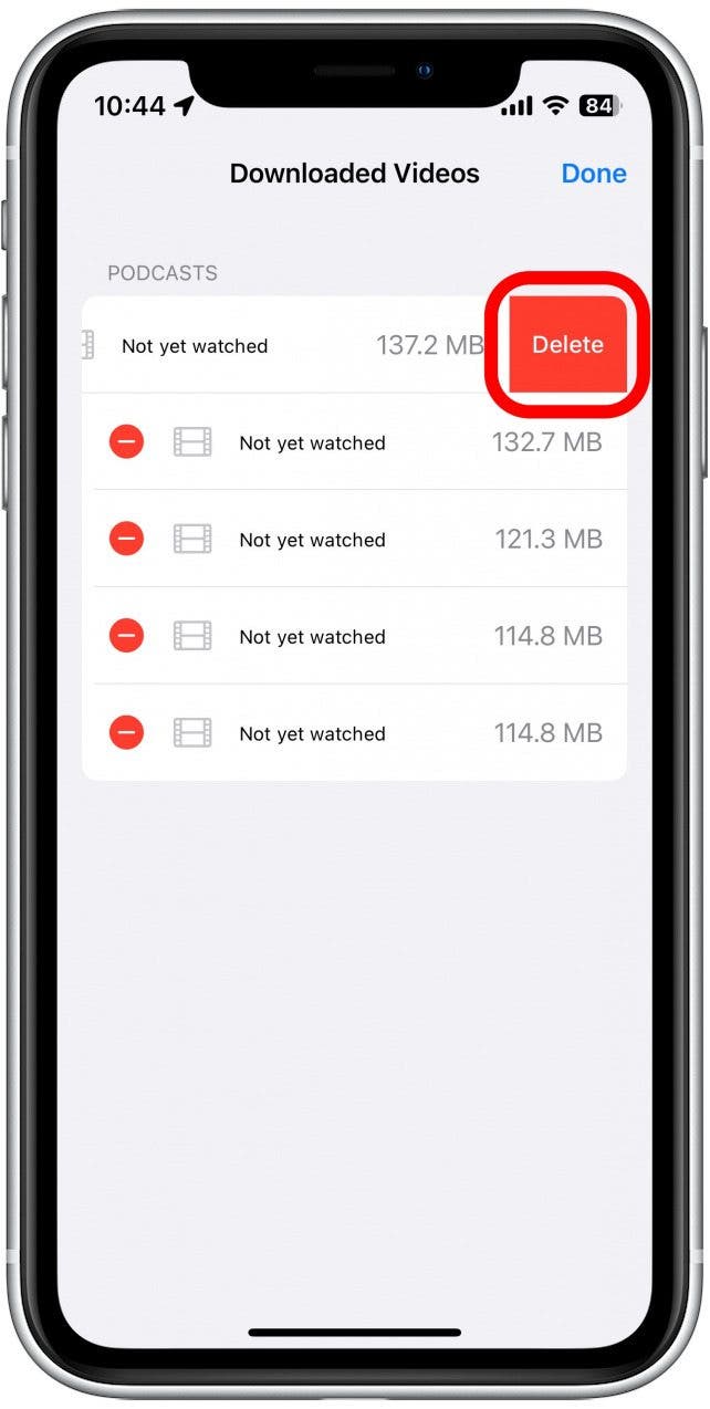 Tap Delete to delete the downloaded video.