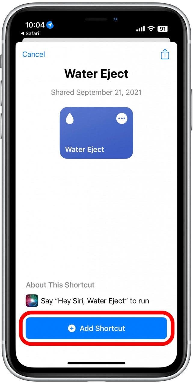 Tap Add Shortcut.