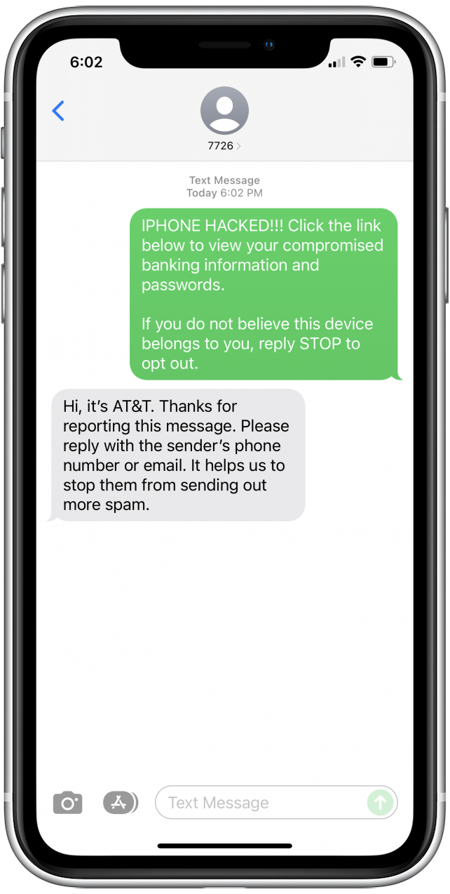 Text 7726 to report spam to your carrier.