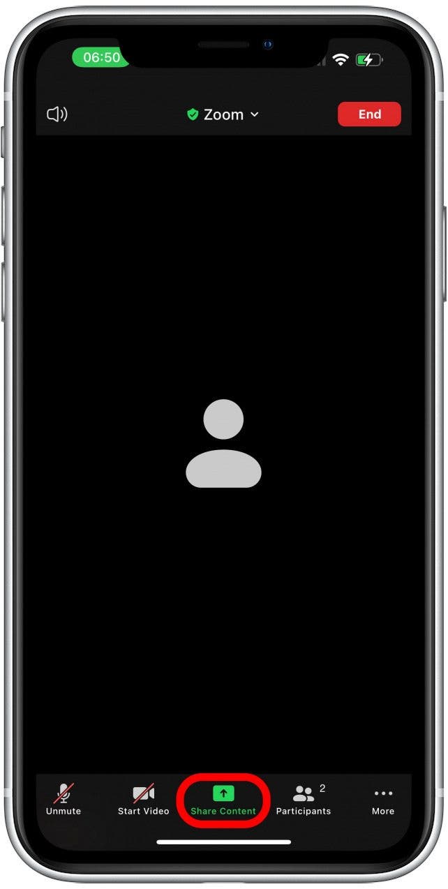 Back in the Zoom app, tap the Share Content icon - zoom enable screen share