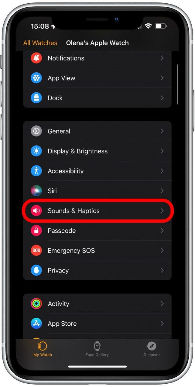 Tap Sounds and Haptics - apple watch won t vibrate when i get a call