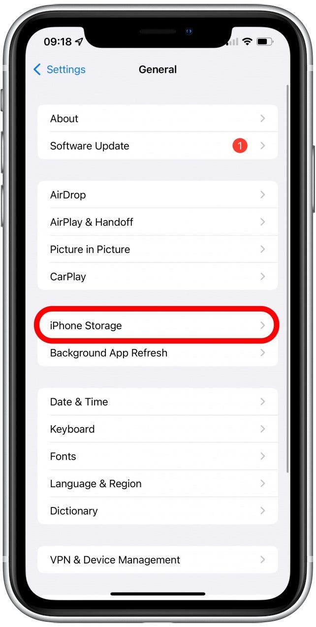 Select iPhone Storage.