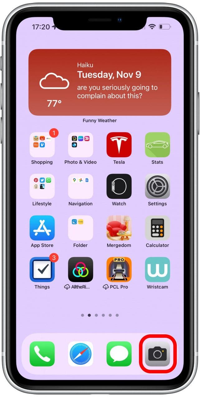 Open the Camera app on your iPhone 13