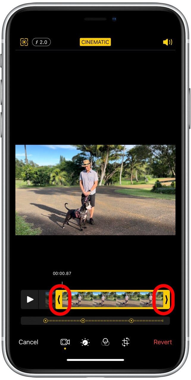 You can shorten the video by tapping and dragging the arrows.