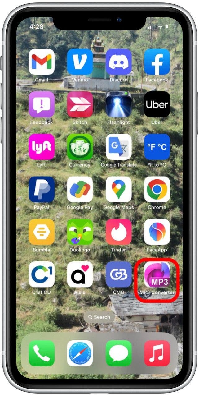On the Home screen, tap to open the MP3 Converter app.