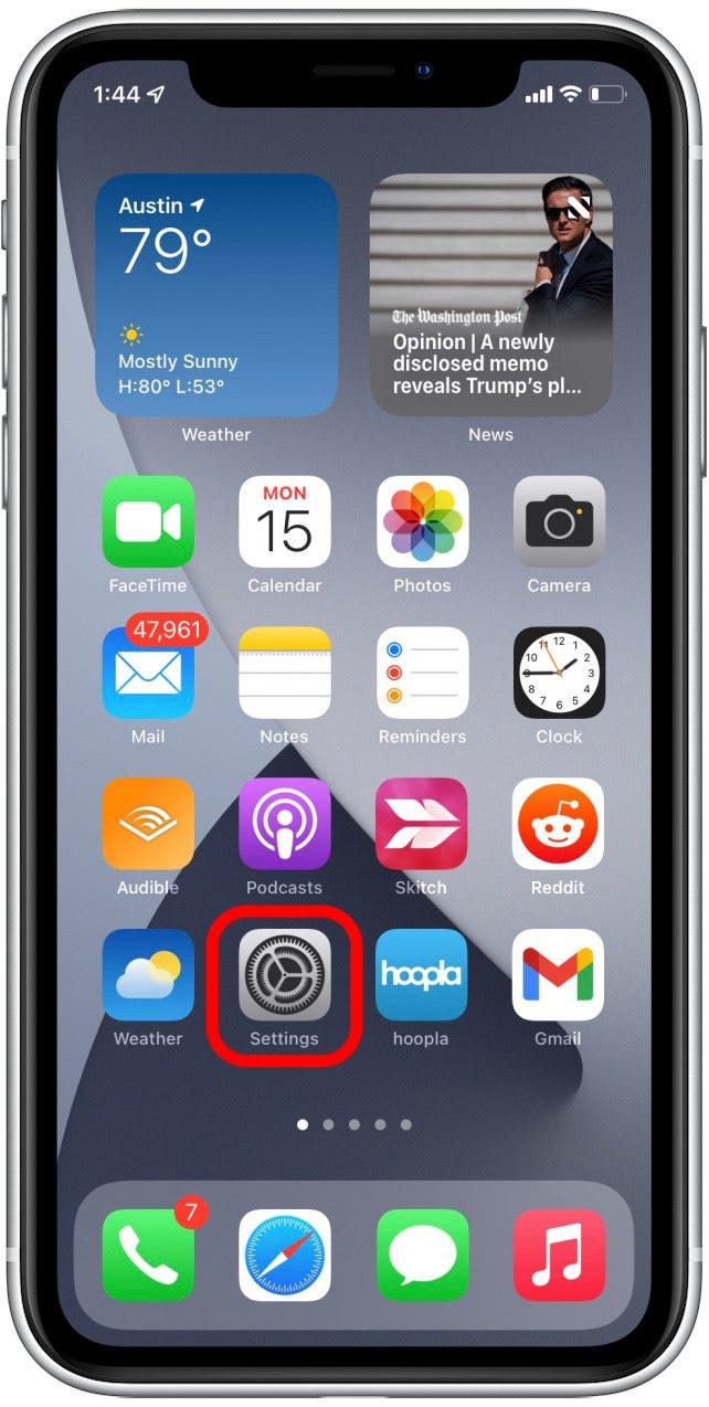 Open Settings - iPhone calendar not syncing