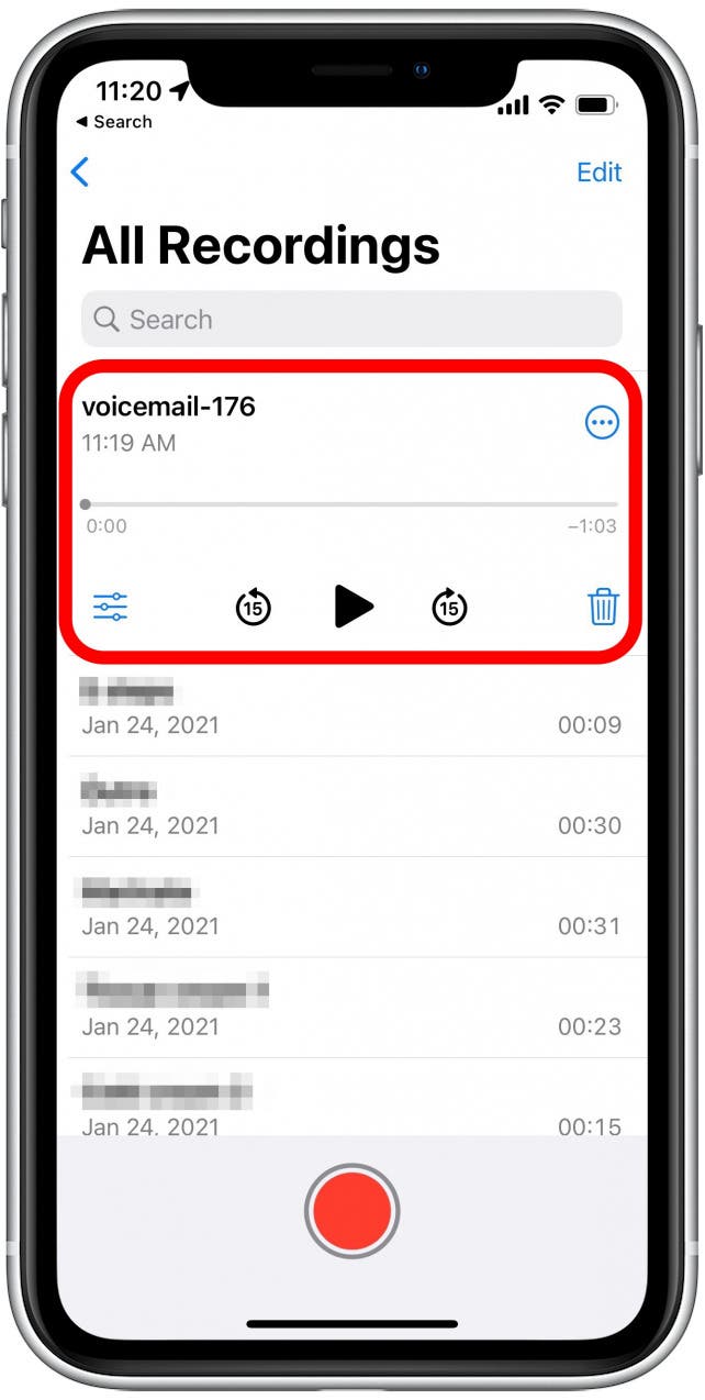 The voicemail will be available for you to listen to in your Voice Memos app.