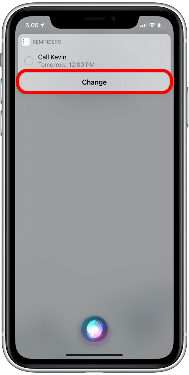 Change new Siri reminder