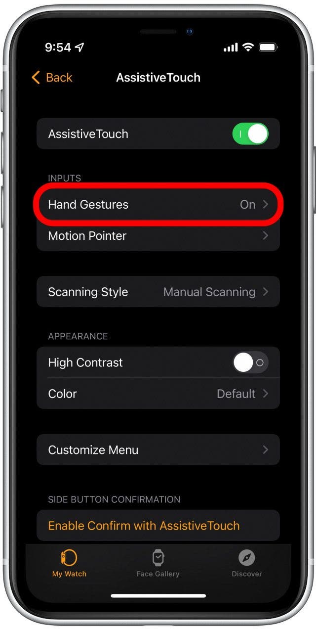 Tap Hand Gestures to see how you can use these movements to navigate your watch.