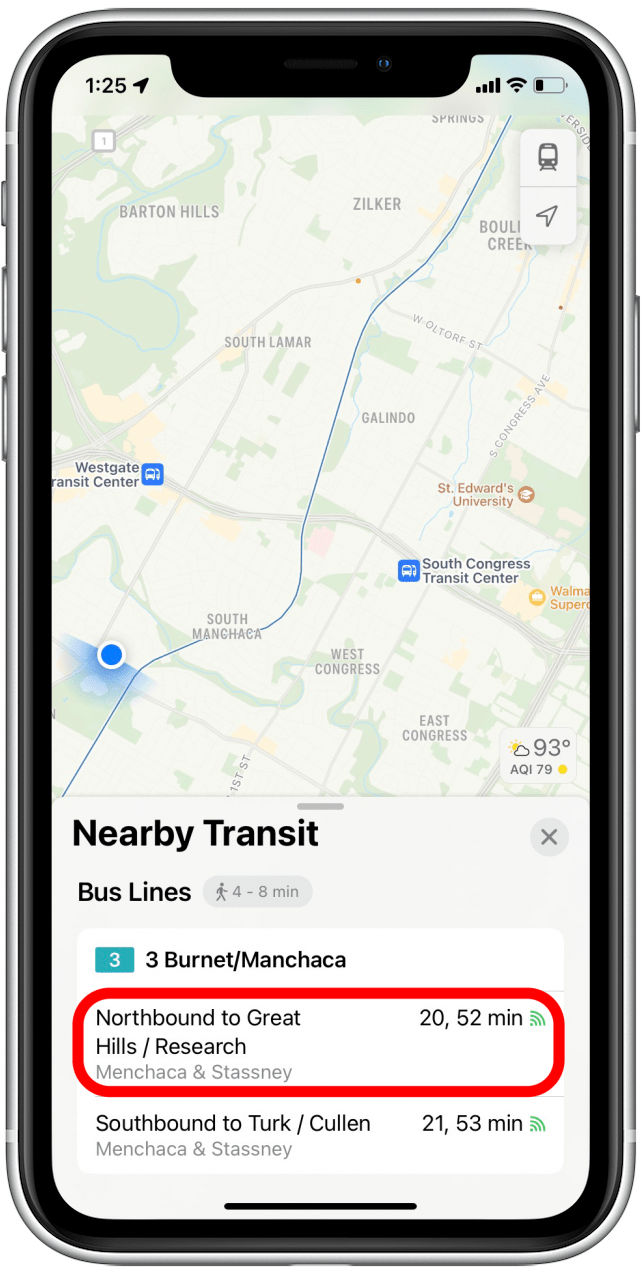 Select favorite bus route