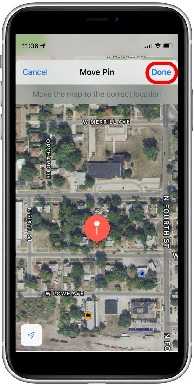 Tap Done to save the pin’s location. This is how to pin your location of choice. 