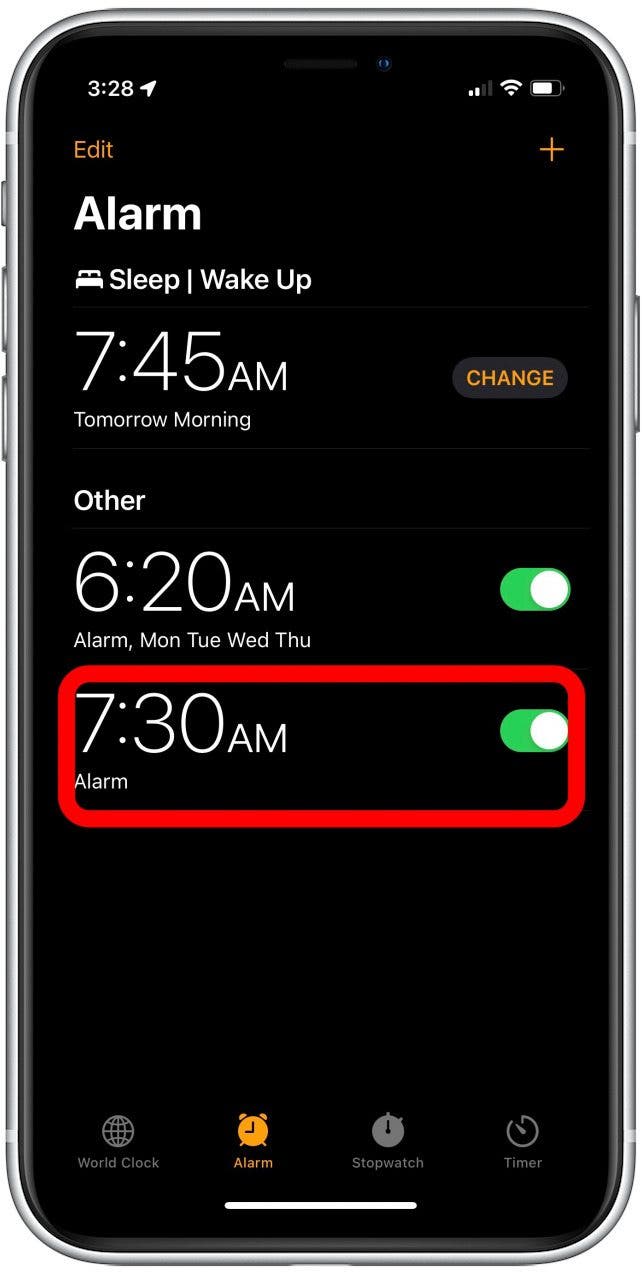 delete alarm fast on native apple clock app