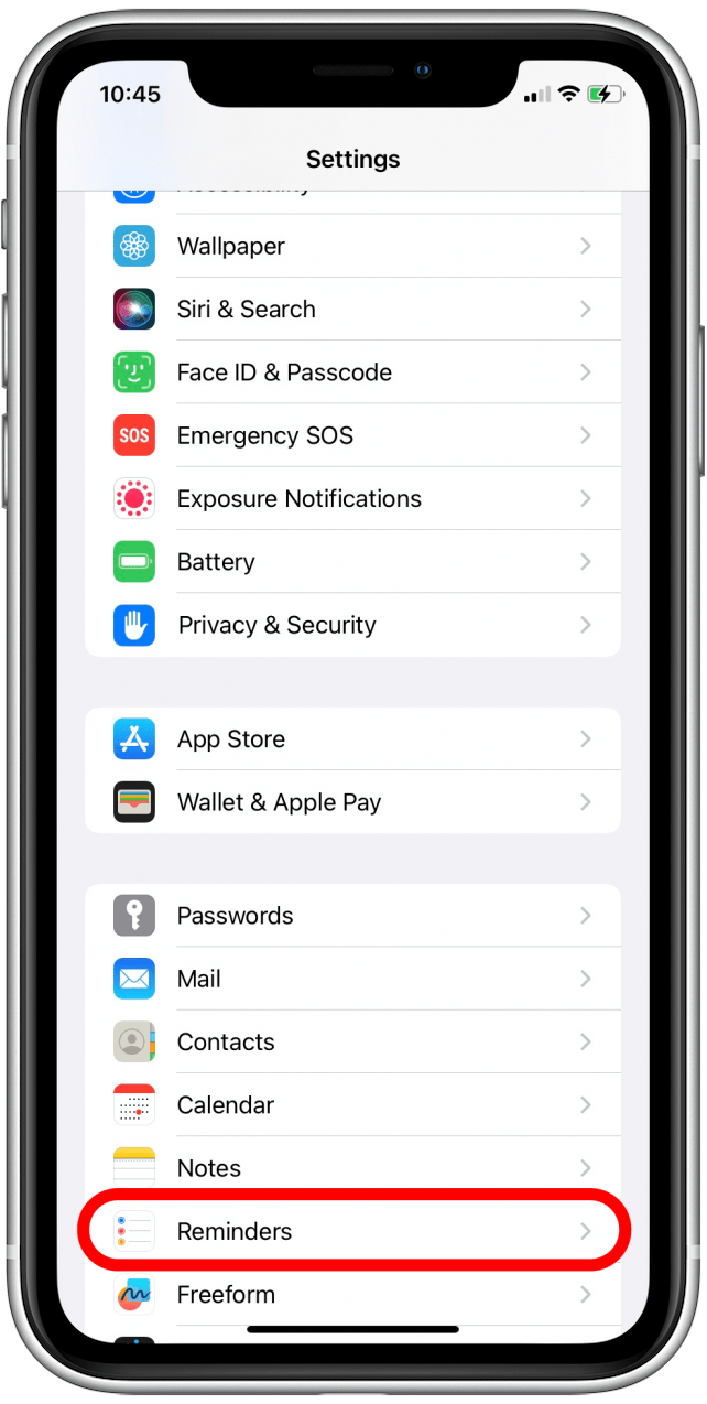 Scroll down and tap on Reminders.