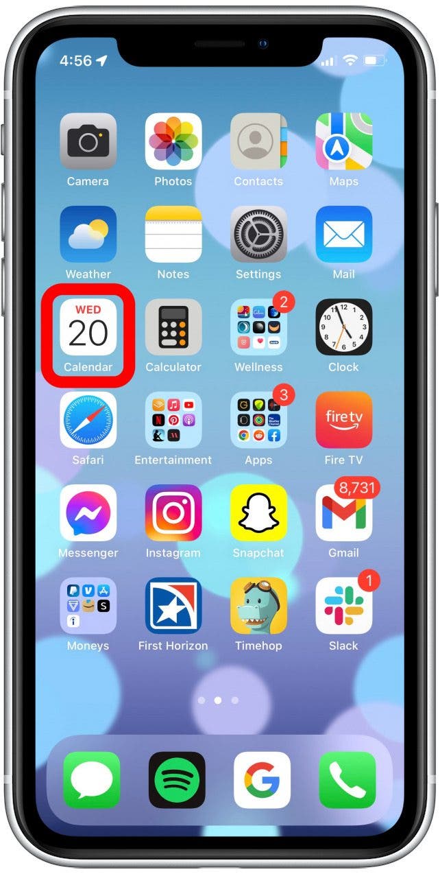 Open calendar on iphone