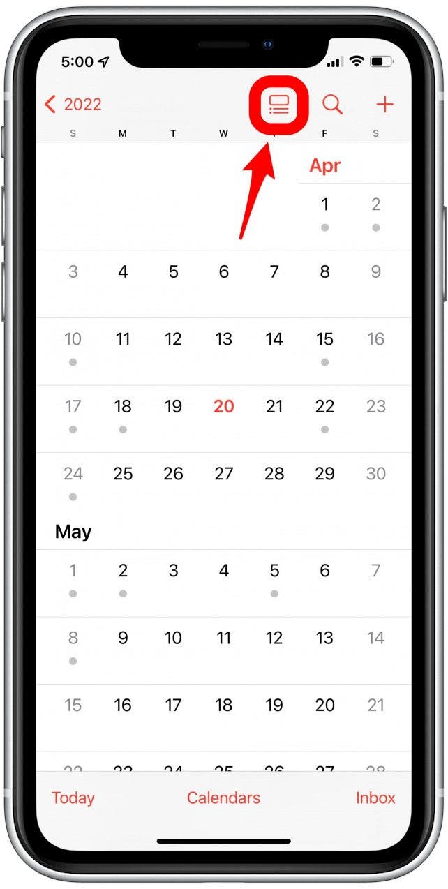 tap the duel view button to see specific days while viewing calendar