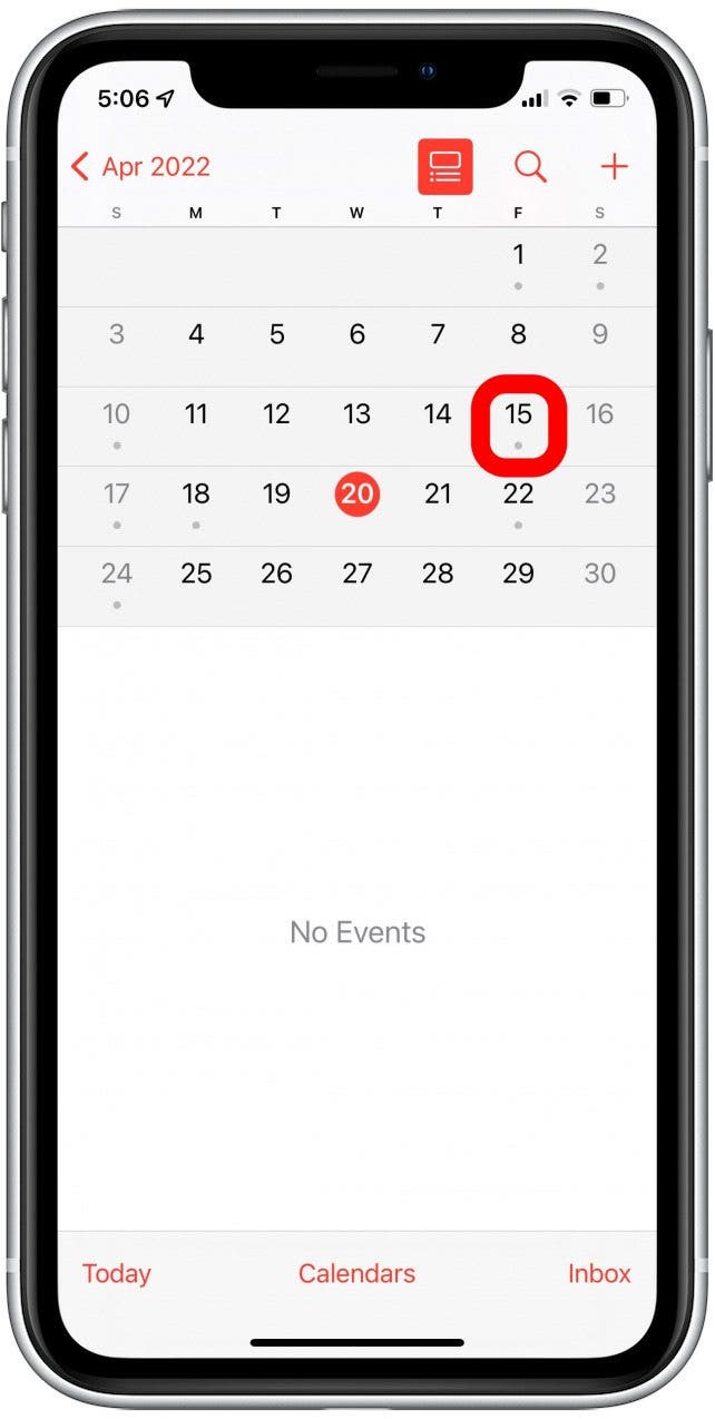 a gray dot indicates that there are events scheduled on that day