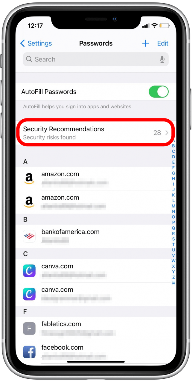 Tap on Security Recommendations