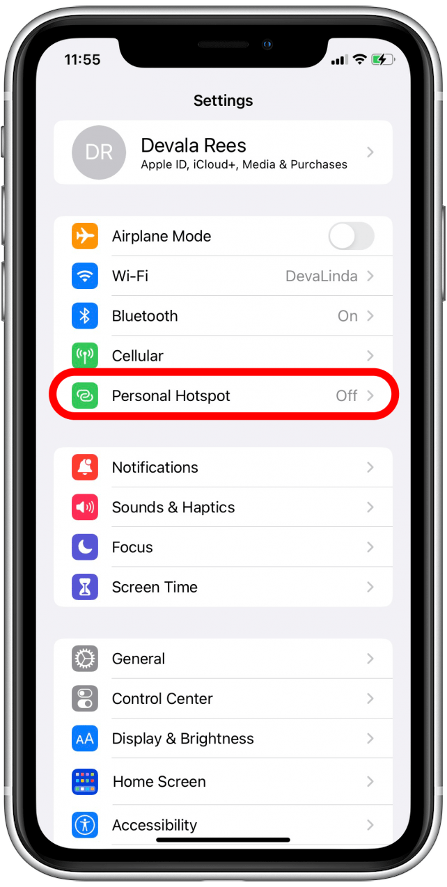 On the iPhone, in Settings, tap on Personal Hotspot (you don’t have to actually turn on a hotspot)