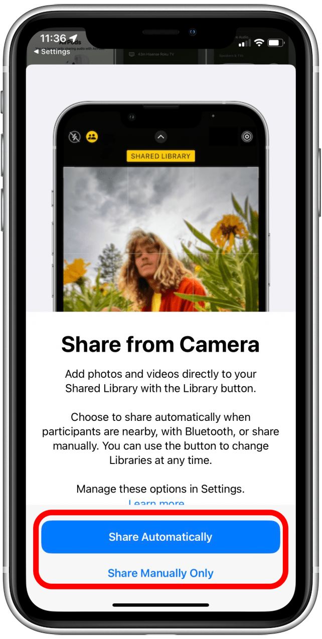 Choose to share automatically or manually