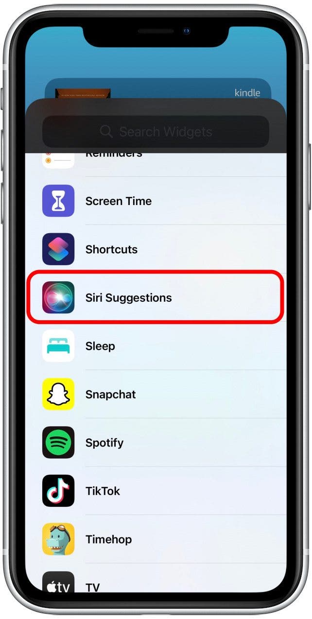 Scroll down and tap Siri Suggestions.