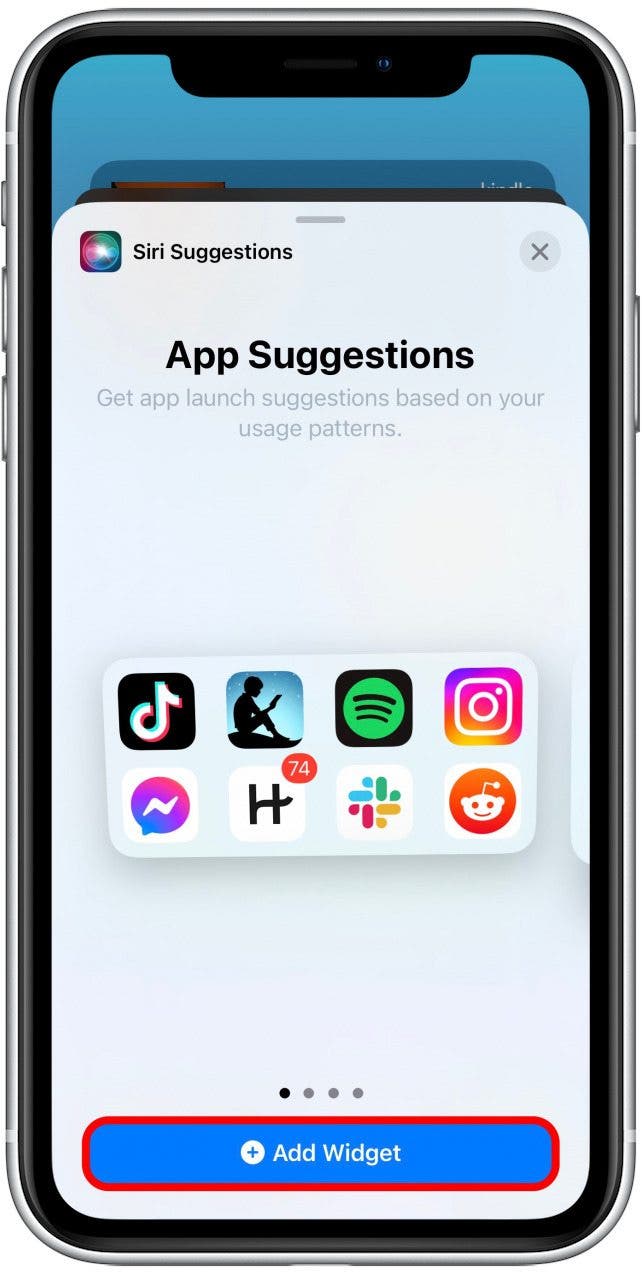 When you’ve found one you like, tap Add Widget.