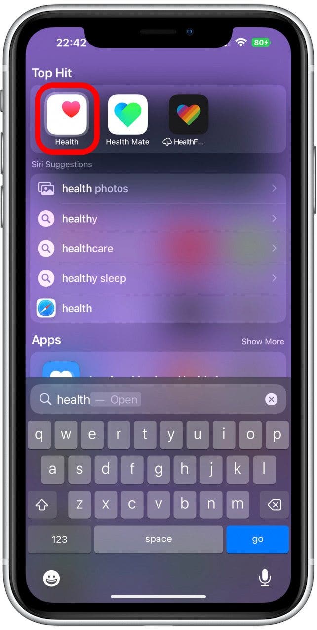 Open the Health app.