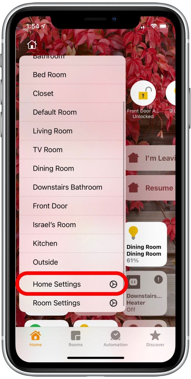 Select Home Settings