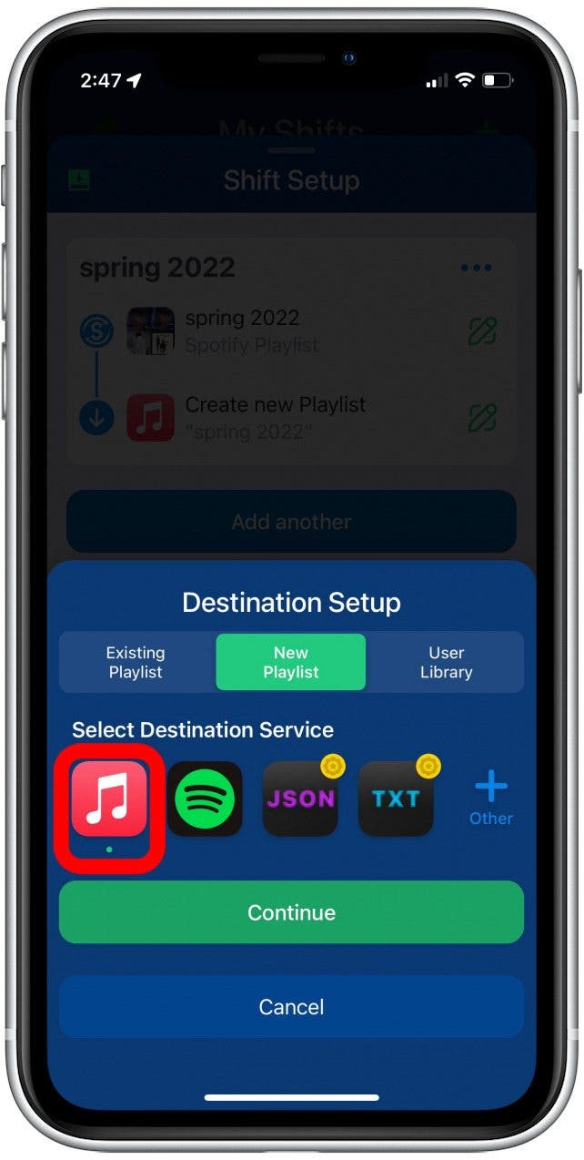 transfer playlist from one app to another