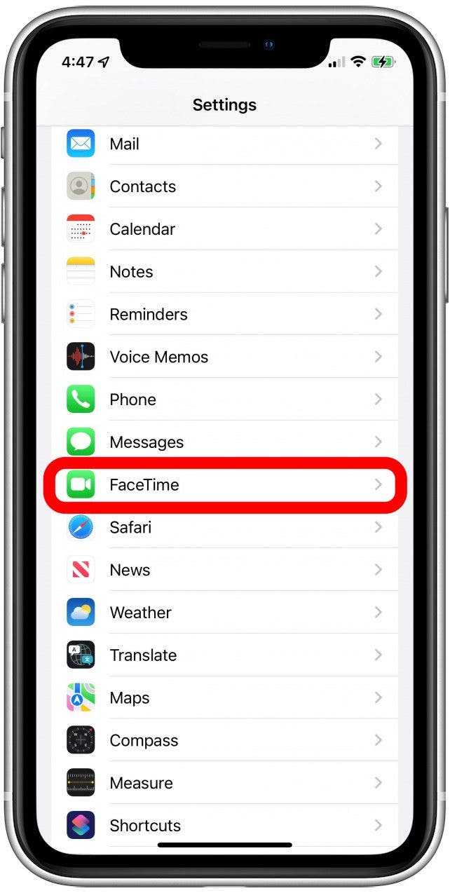 Tap FaceTime.