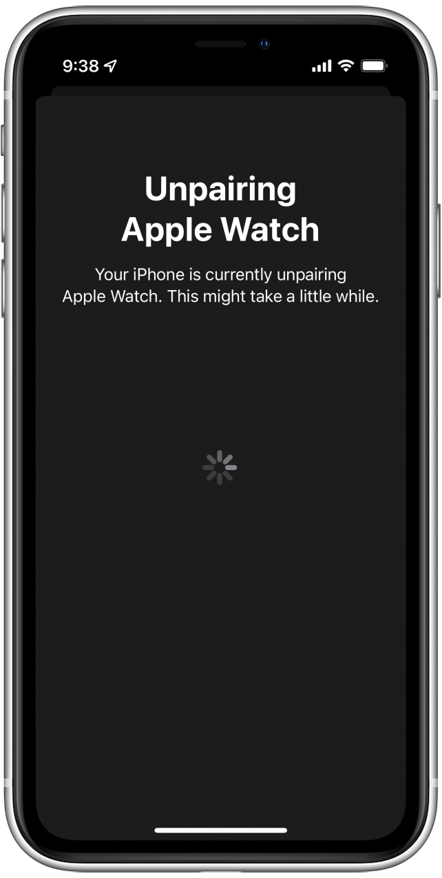 The unpairing process will start and might take a few minutes.