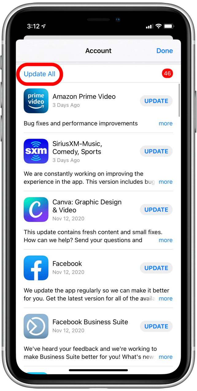 Tap on Update All to update all apps