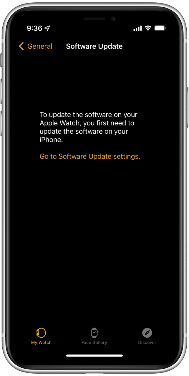 If the update requires an iOS update first, you will see the message below.