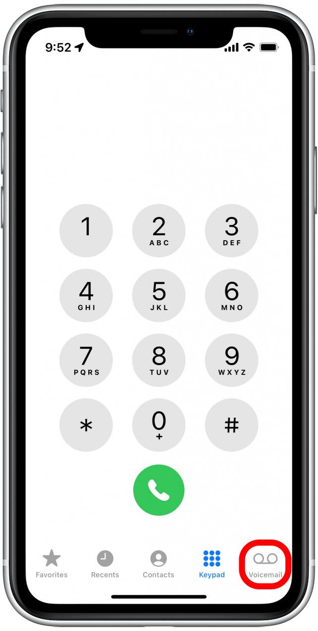 Tap the Voicemail tab.