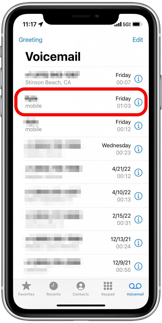 Tap the Voicemail you want to save.