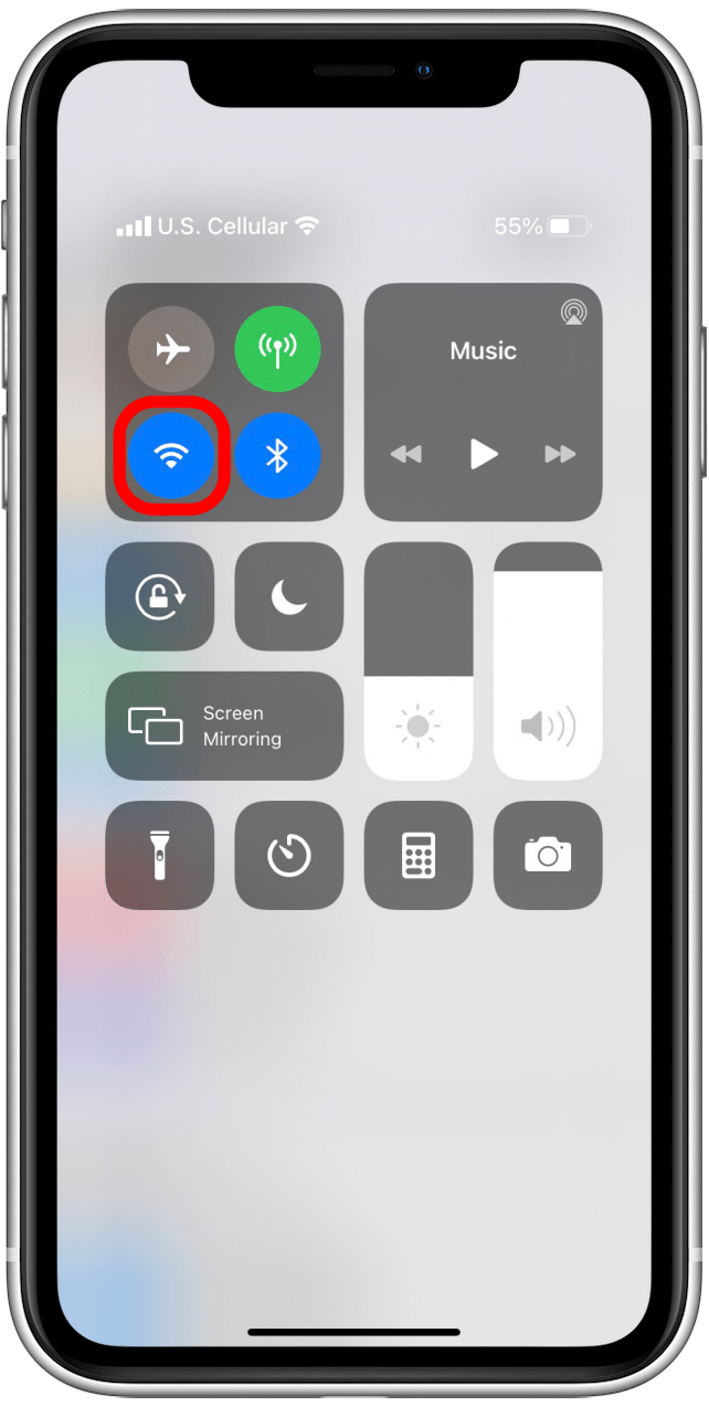 Wi-Fi on Control Center