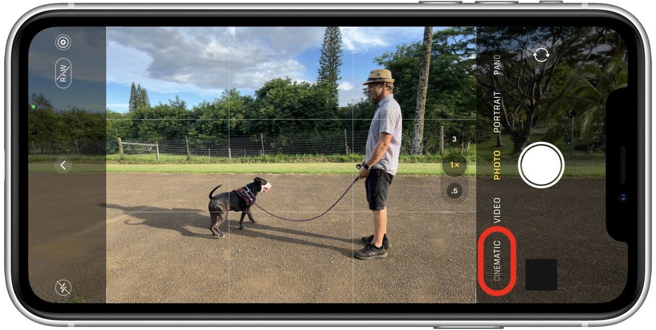 Tap on CINEMATIC or swipe from the default PHOTO until you get to it - how to shoot video with phone