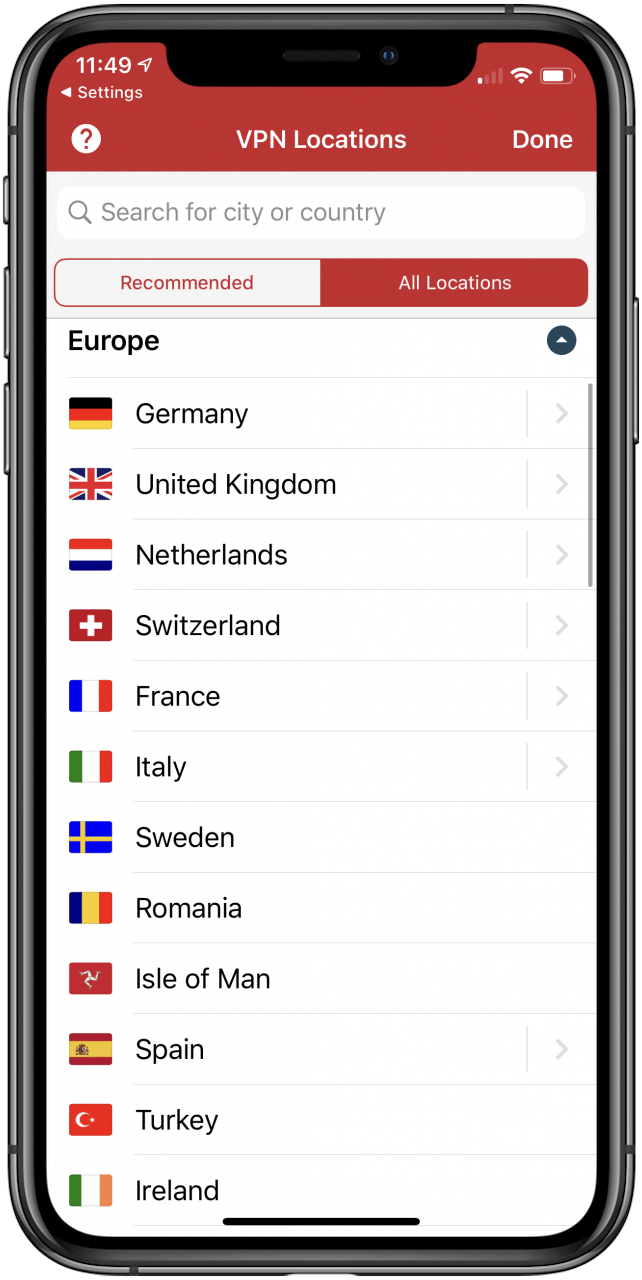 VPN connection iPhone