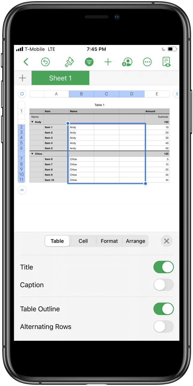 How to Format Tables in the Numbers App on the iPhone & iPad